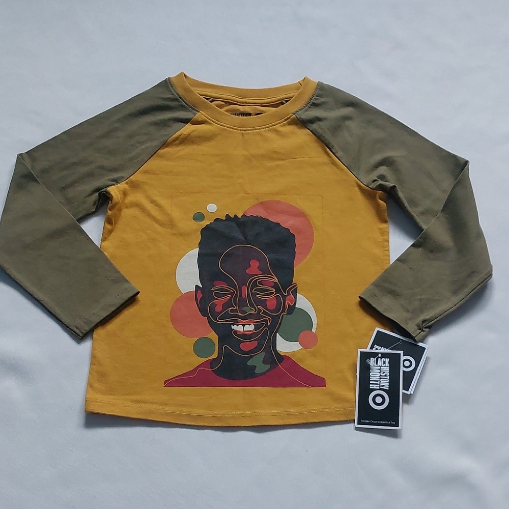 Black History Month Toddler's Boy Baseball Long Sleeve Graphic T Shirt Size 5T